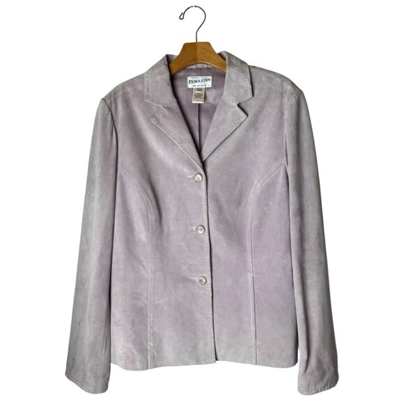Pendleton Blazer Women Large Purple Lilac Leather Single Breasted Jacket Outdoor - Picture 1 of 12